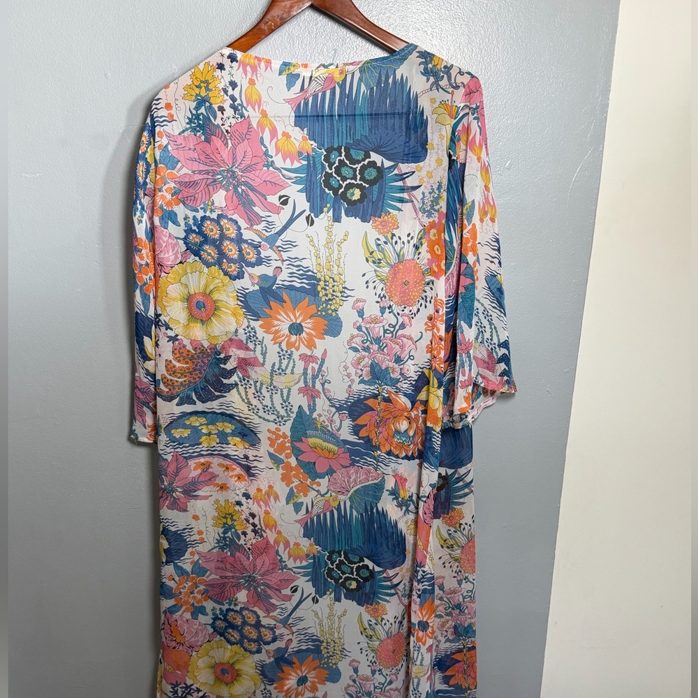 Floral Open-Front Kimono Cardigan - Multi Floral - Picture 2 of 5
